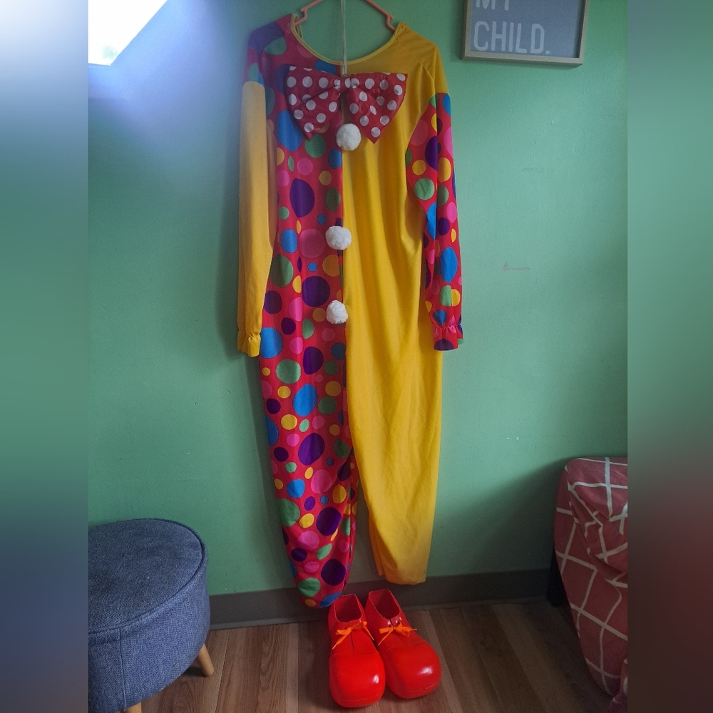 VINTAGE Vibrant Polka Dot Adult Clown One Piece